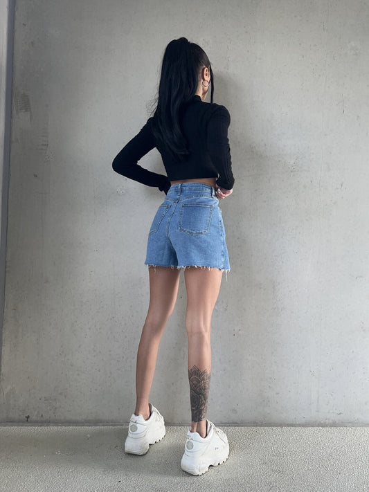 Short effet jupe en jeans