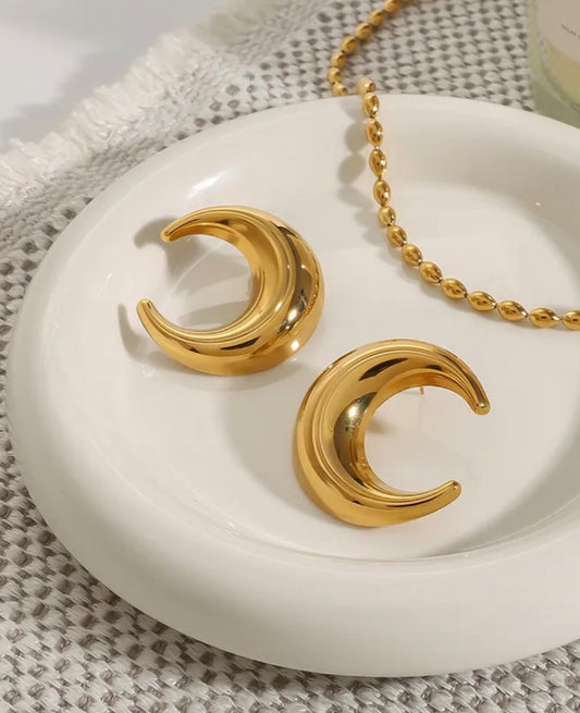 Boucles d’oreilles lune en acier inoxydable