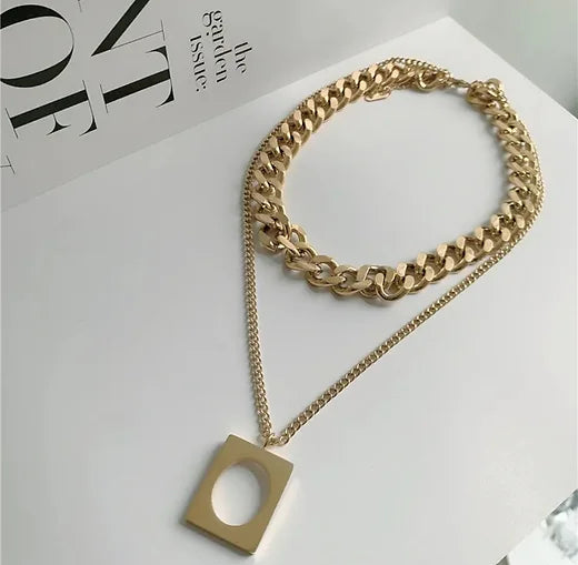 Collier double chaîne « Mayza » en Acier Inoxydable