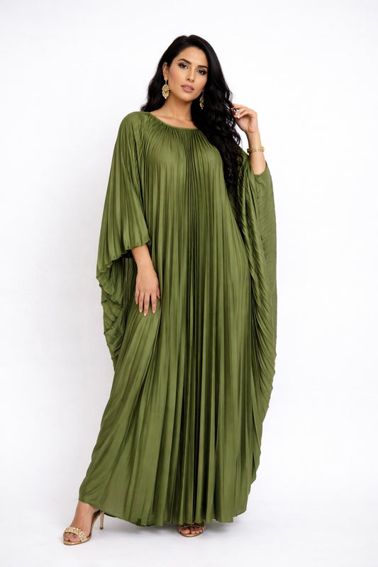 Robe abaya “Tasnime” vert kaki