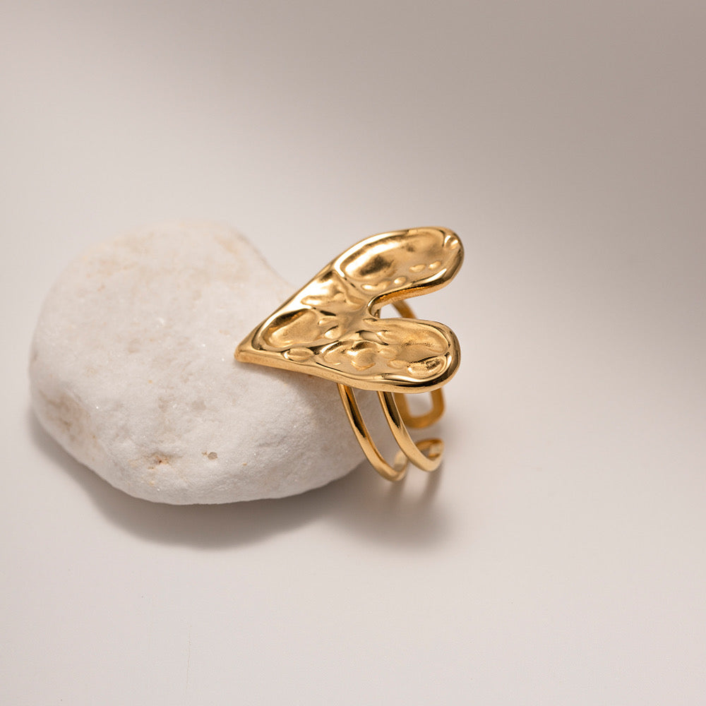 Bague cœur en acier inoxydable