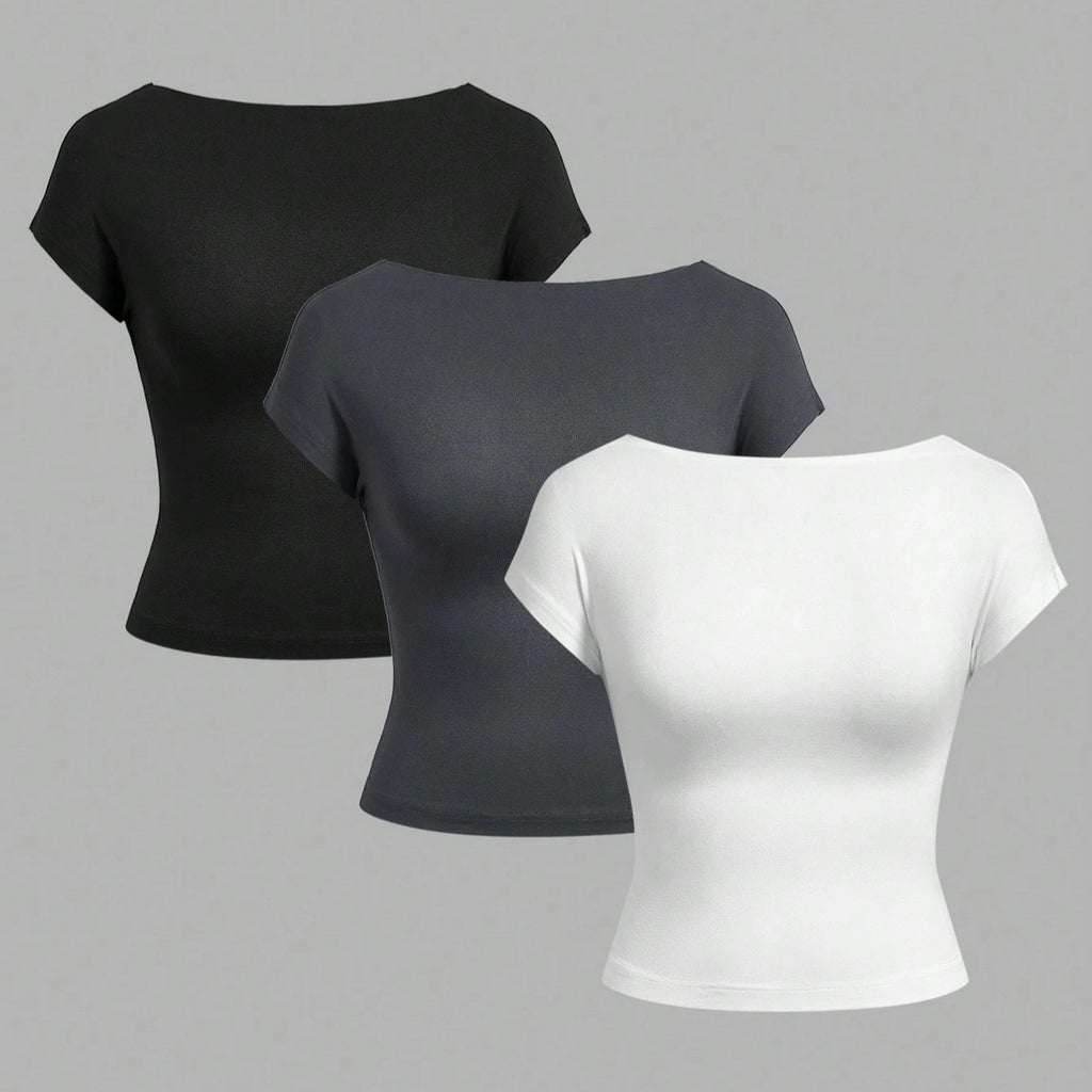 Lot de 3 hauts basiques dos nu