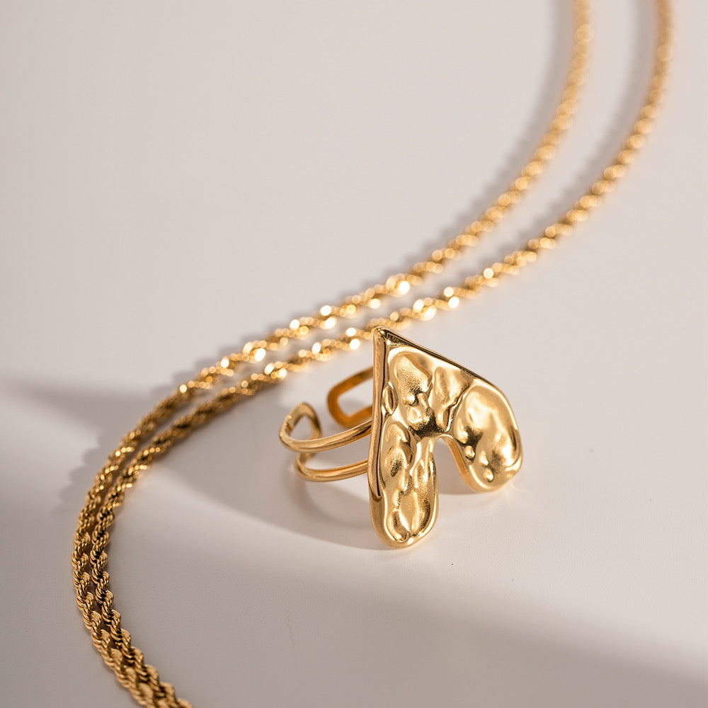 Bague cœur en acier inoxydable