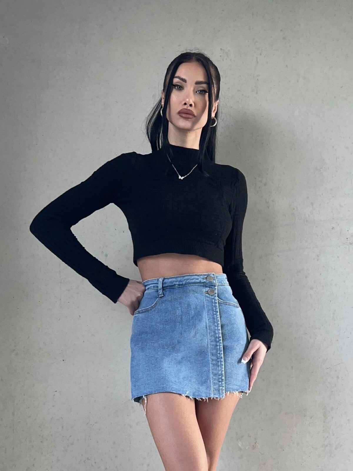 Short effet jupe en jeans