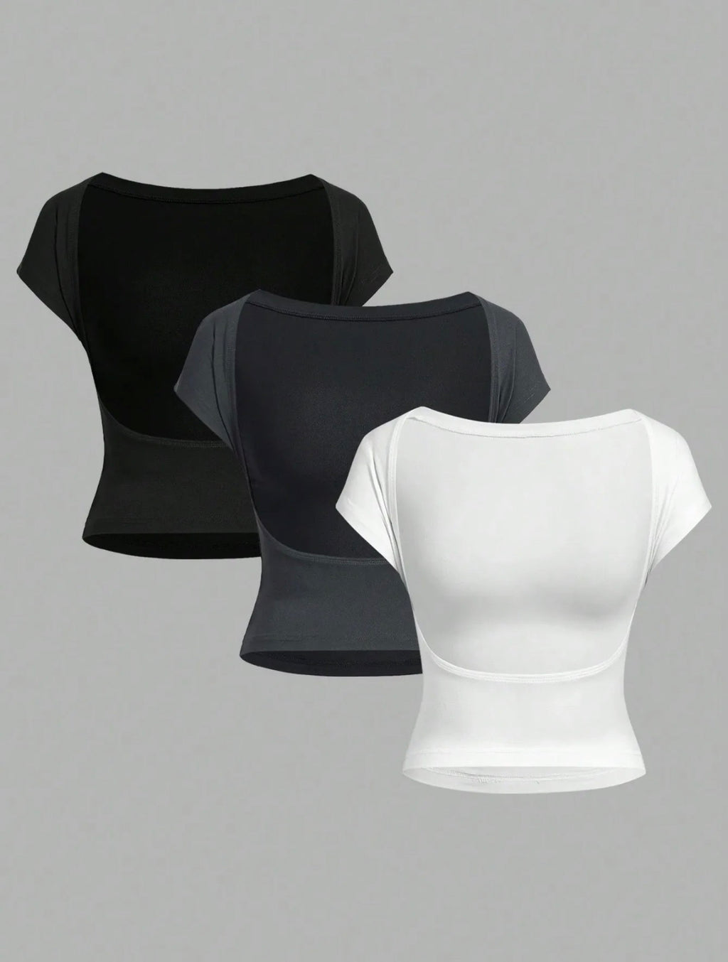 Lot de 3 hauts basiques dos nu