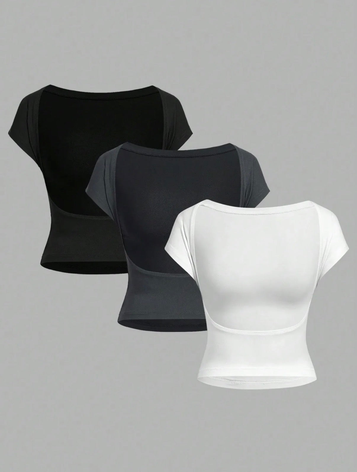 Lot de 3 hauts basiques dos nu