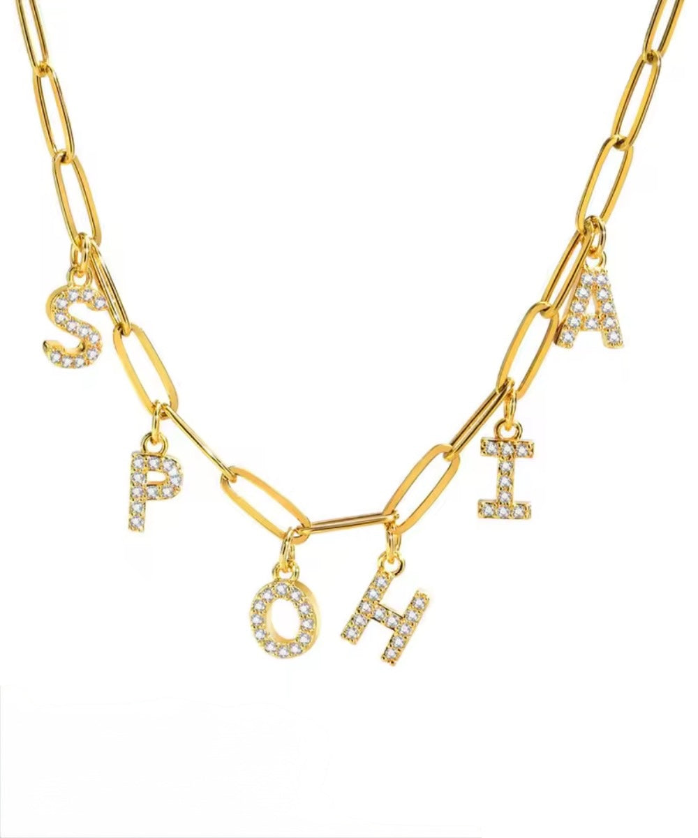 Collier personnalisé en acier inoxydable (1 à 9 lettres)