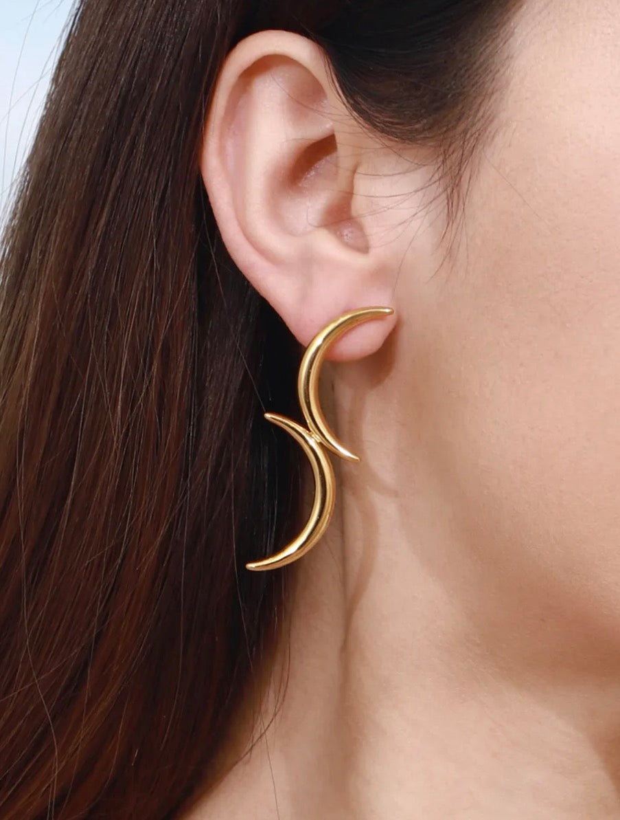 Boucles d’oreilles « lune » en acier inoxydable