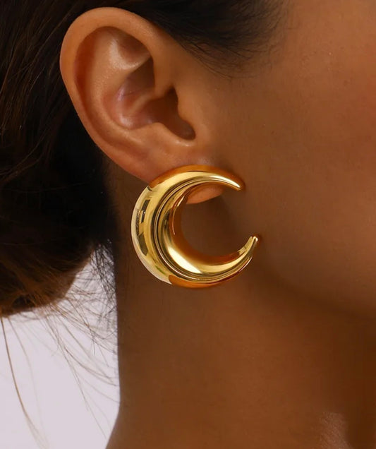 Boucles d’oreilles lune en acier inoxydable