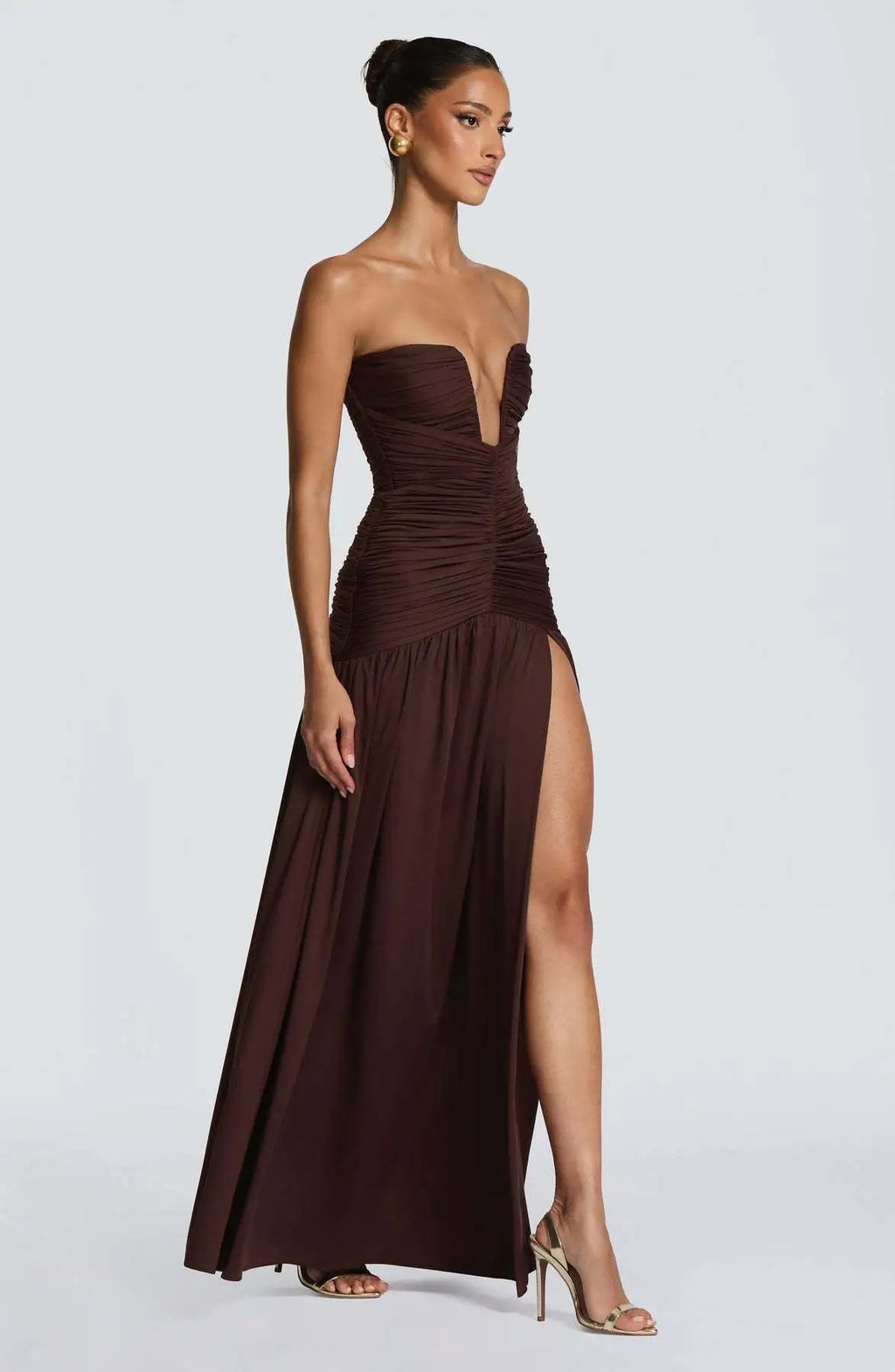 Robe « Sophia » marron (précommande de 3 jours)