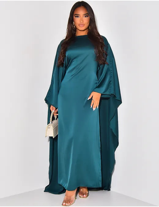 Robe “Sarah” satinée nouée à la taille