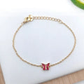 Bracelet papillon fuchsia en acier inoxydable