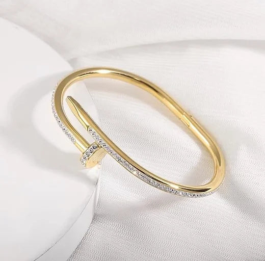Bracelet clou inspiration Cartier avec strass en acier inoxydable