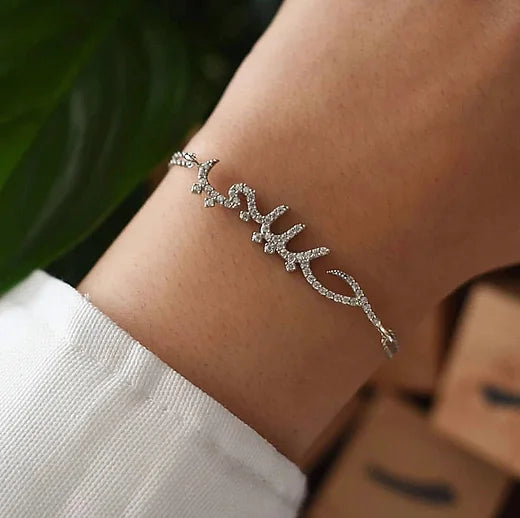 Bracelet personnalisé arabe en Acier Inoxydable avec strass