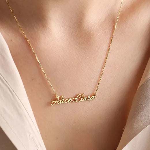 Collier personnalisé double avec coeur en acier inoxydable