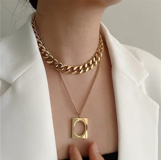 Collier double chaîne « Mayza » en Acier Inoxydable