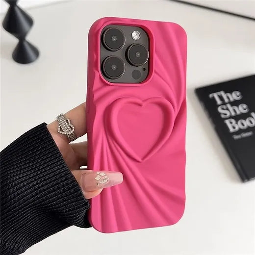 Coque IPhone relief cœur en silicone