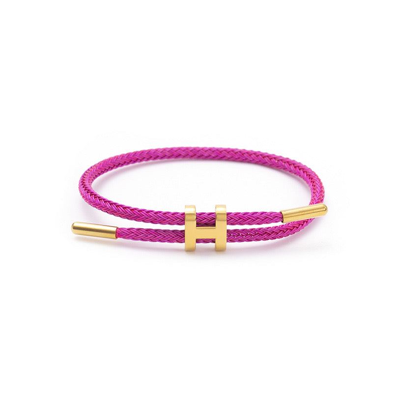 Bracelet inspi hermès en acier inoxydable fushia