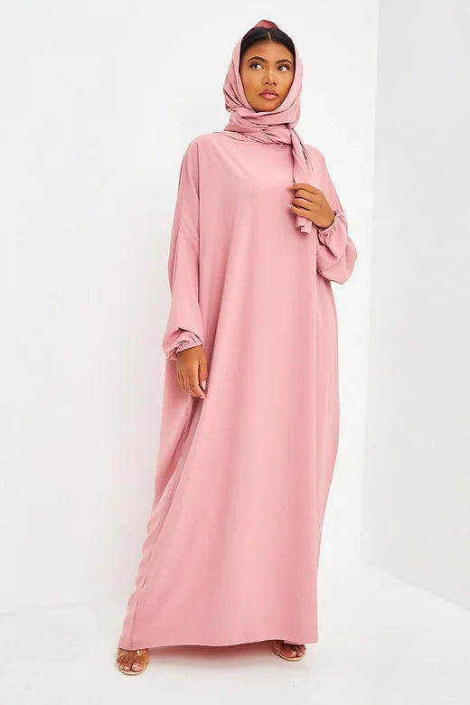 Abaya voile intégré rose