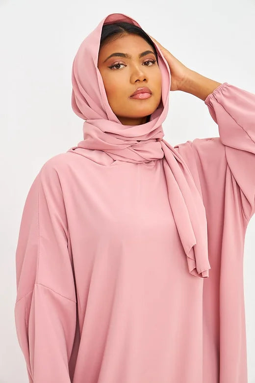 Abaya voile intégré rose