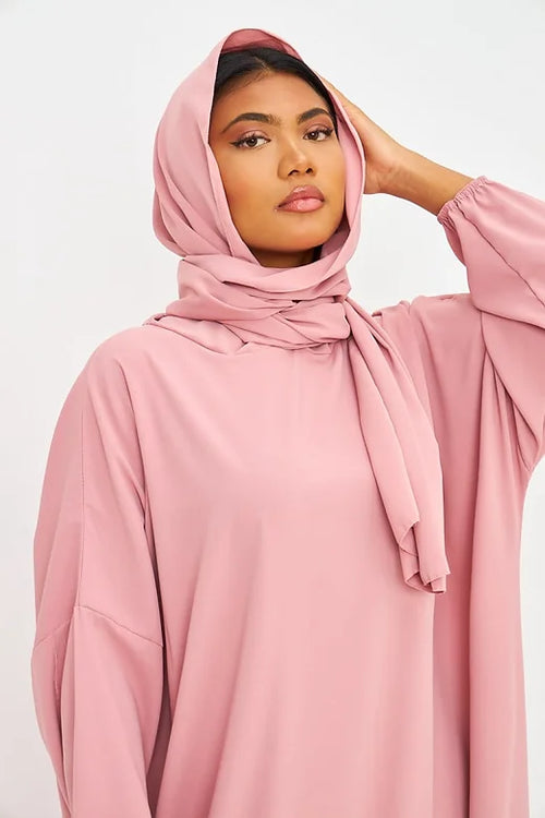 Abaya voile intégré rose