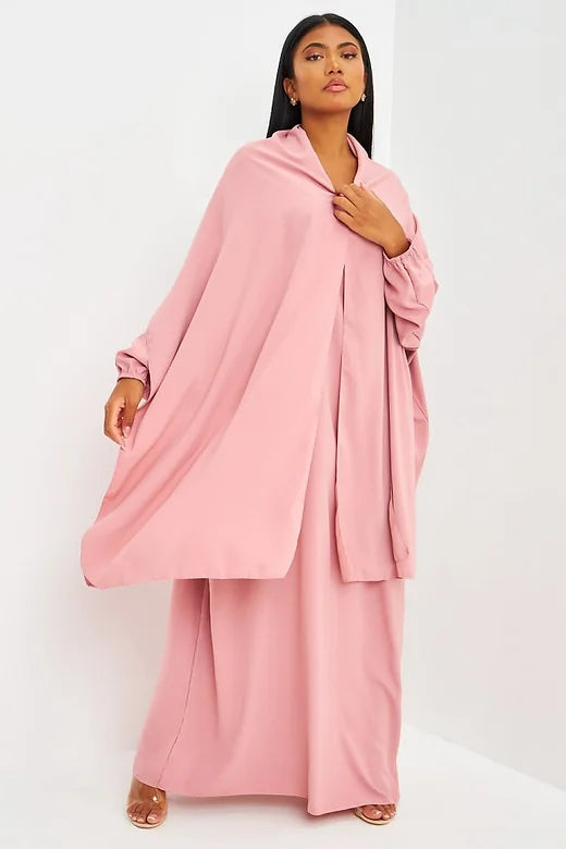 Abaya voile intégré rose