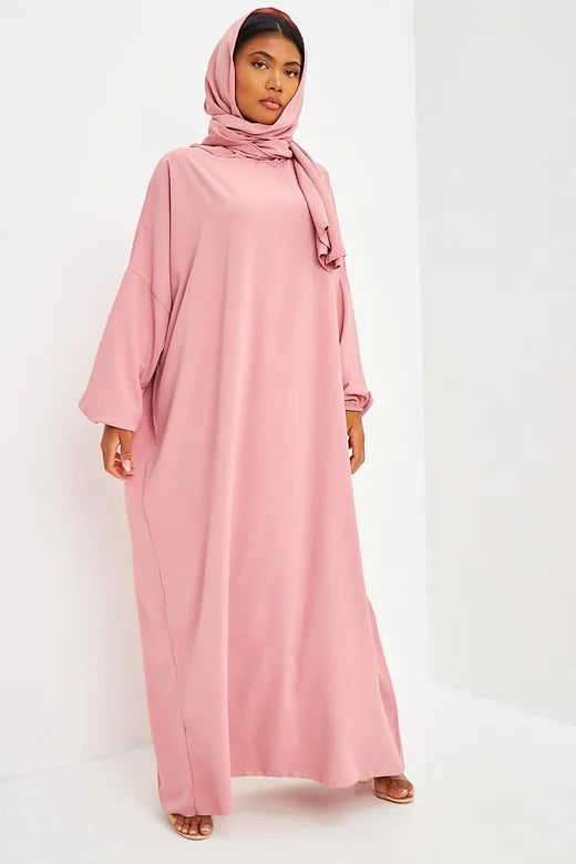 Abaya voile intégré rose