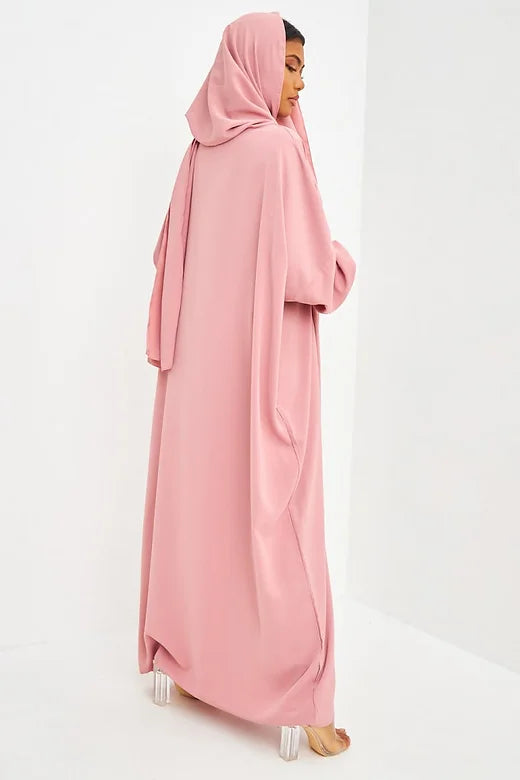 Abaya voile intégré rose